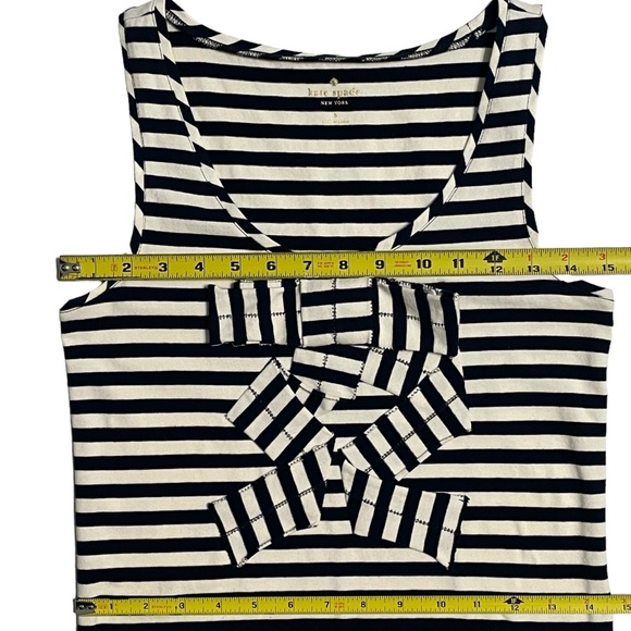 Kate Spade Breton Striped tank, ribbon bow appliqué, size small. Navy blue white - Picture 5 of 10